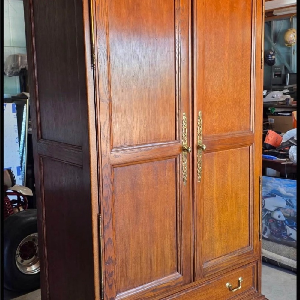 Classic Wooden Armoire Wardrobe - Brown